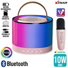 Caixa de Som Bluetooth 10W RGB XDG-57 Xtrad - Rosa